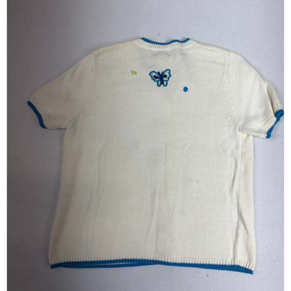 vtg Cardigan Sweater Embroidered Butterfly Short Sleeve Grandma Cottagecore - Picture 3 of 9
